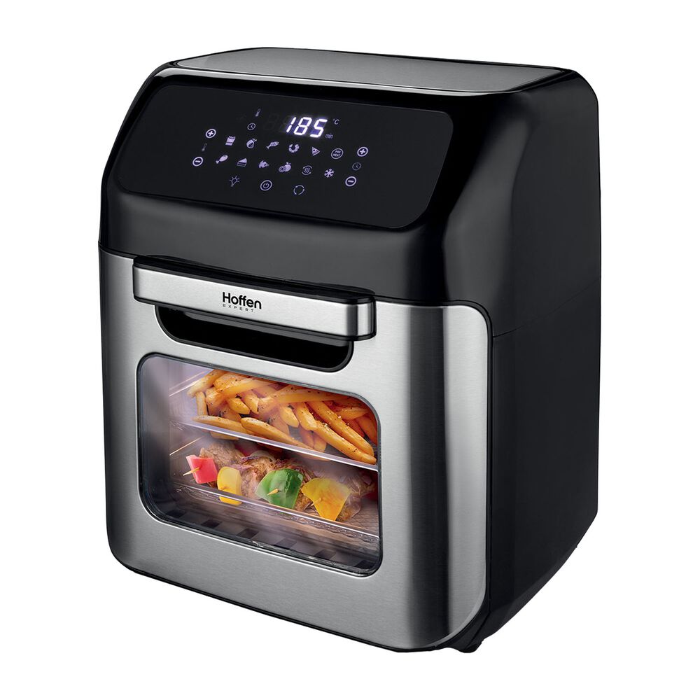 HOFFEN EXPERT Air Fryer Frytkownica beztłuszczowa z okienkiem Hoffen Expert, minipiekarnik, 1800 W, 12 l, czarna
