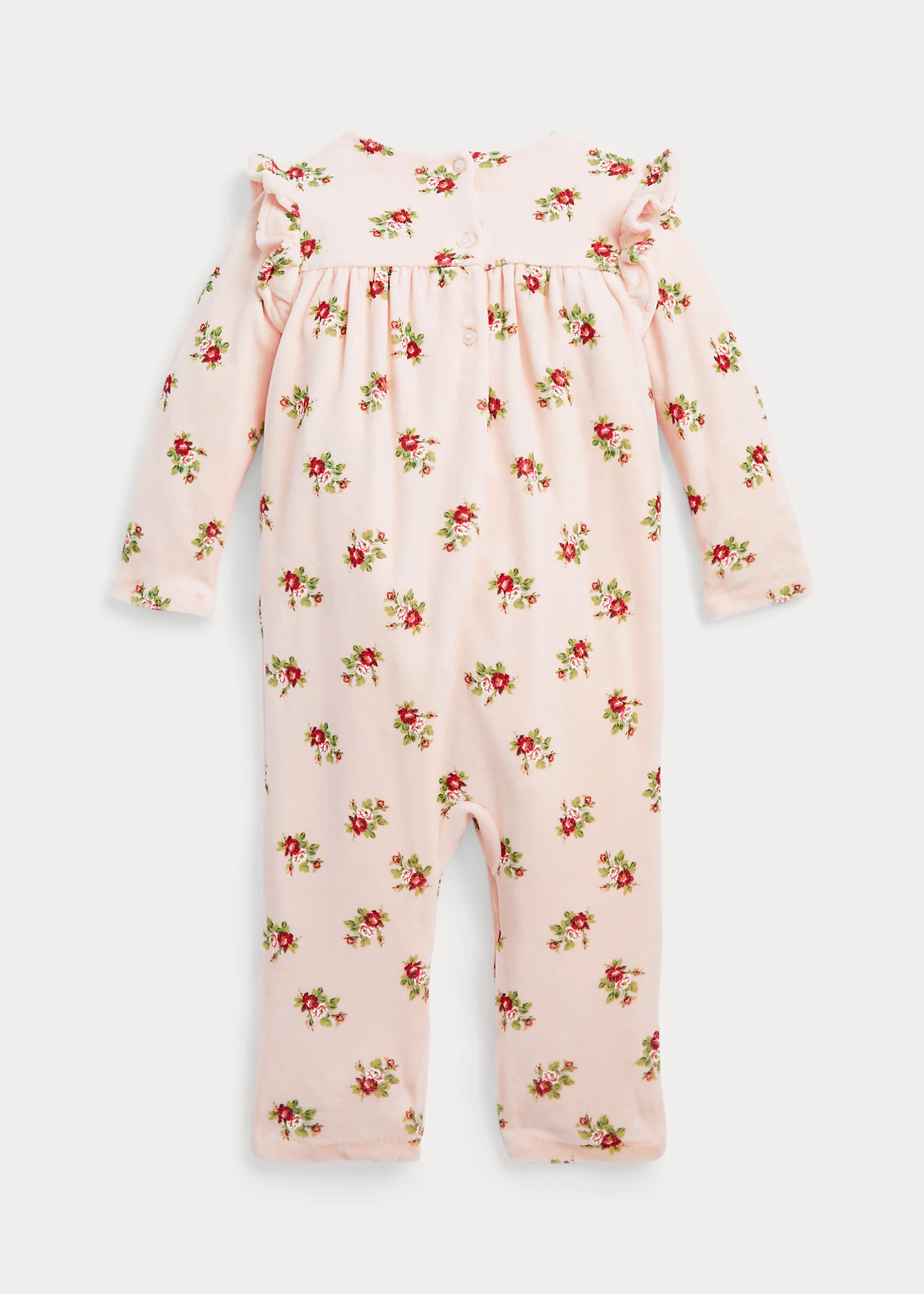 Floral Ruffled Velour Coverall