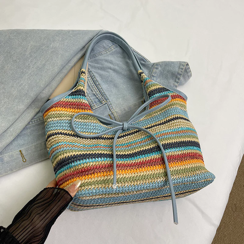 Ribbon Straw Tote