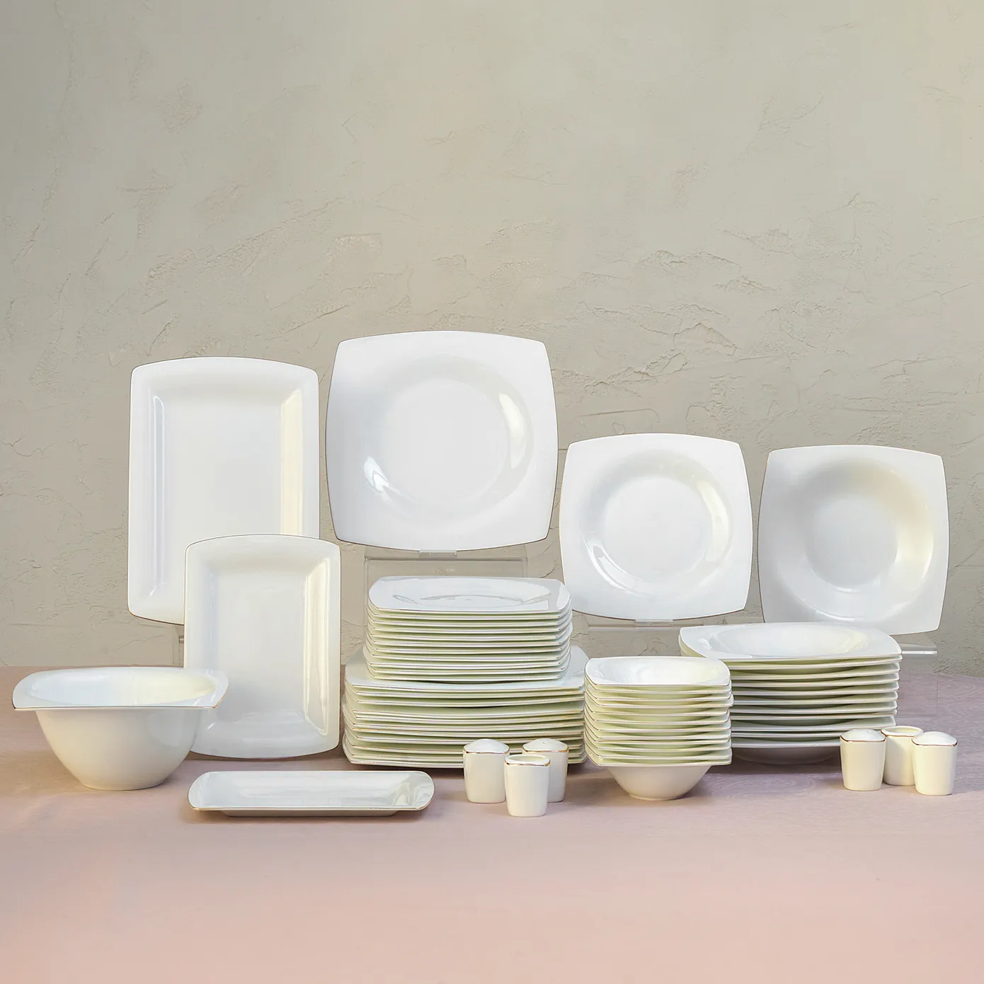 Service de vaisselle 12 personnes Karaca Dara Gold Fine Pearl, 58 pièces