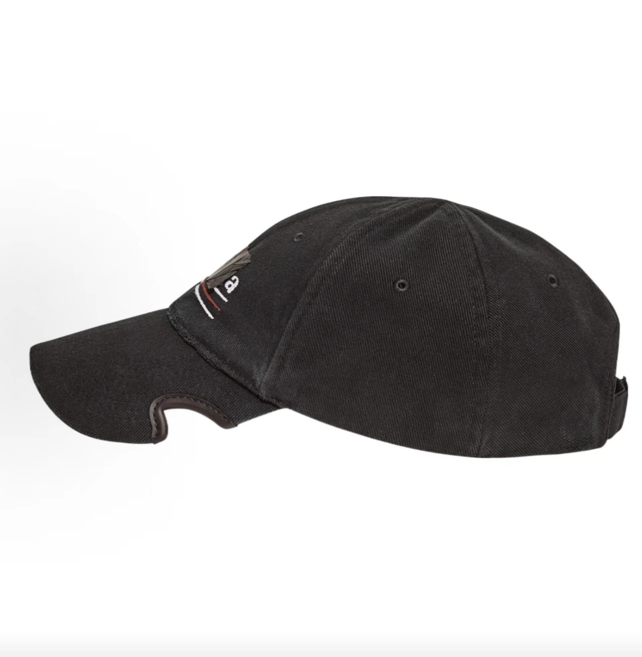 Balenciaga Tape Logo Destroyed Black Baseball Cap