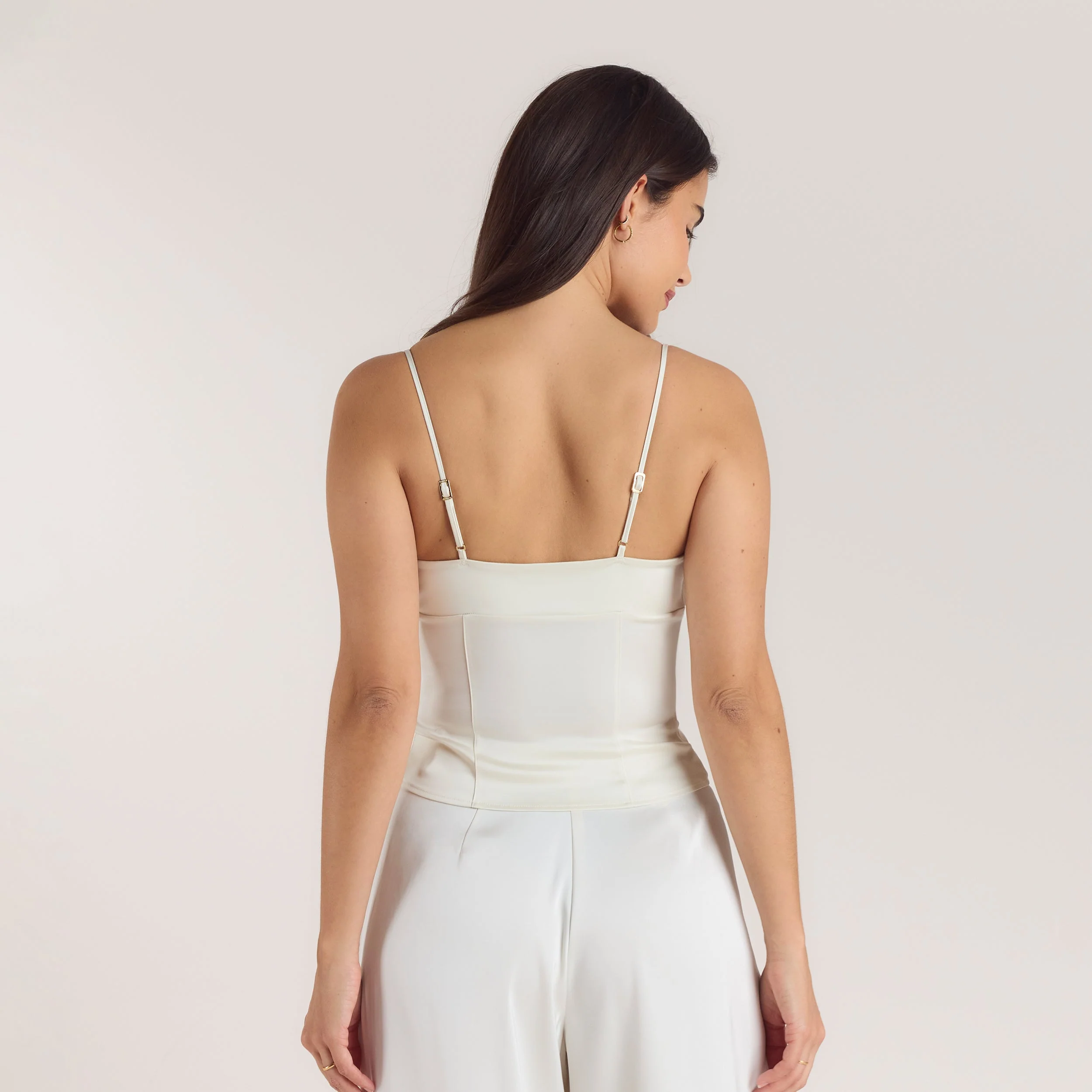 Satin Cowl Neck Cami Top - Cream