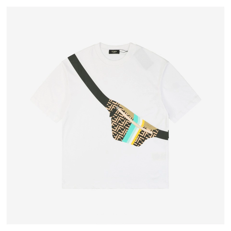 F Slanted Crossbody Bag Print T-Shirt (Black/White)