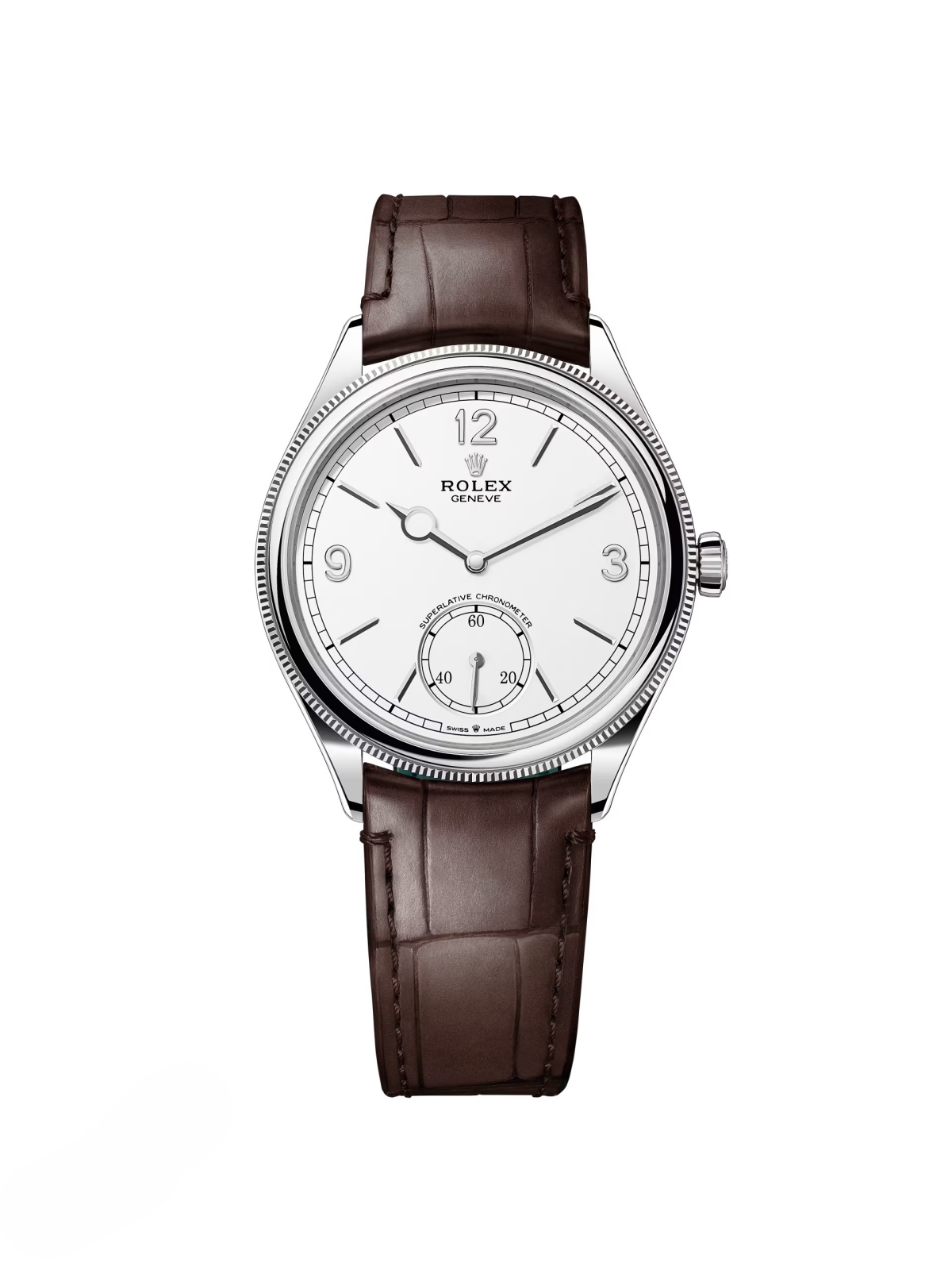 [2026 Mirror Grade]Rolex 1908 White Gold White Dial Brown Alligator Strap - 52509-0006