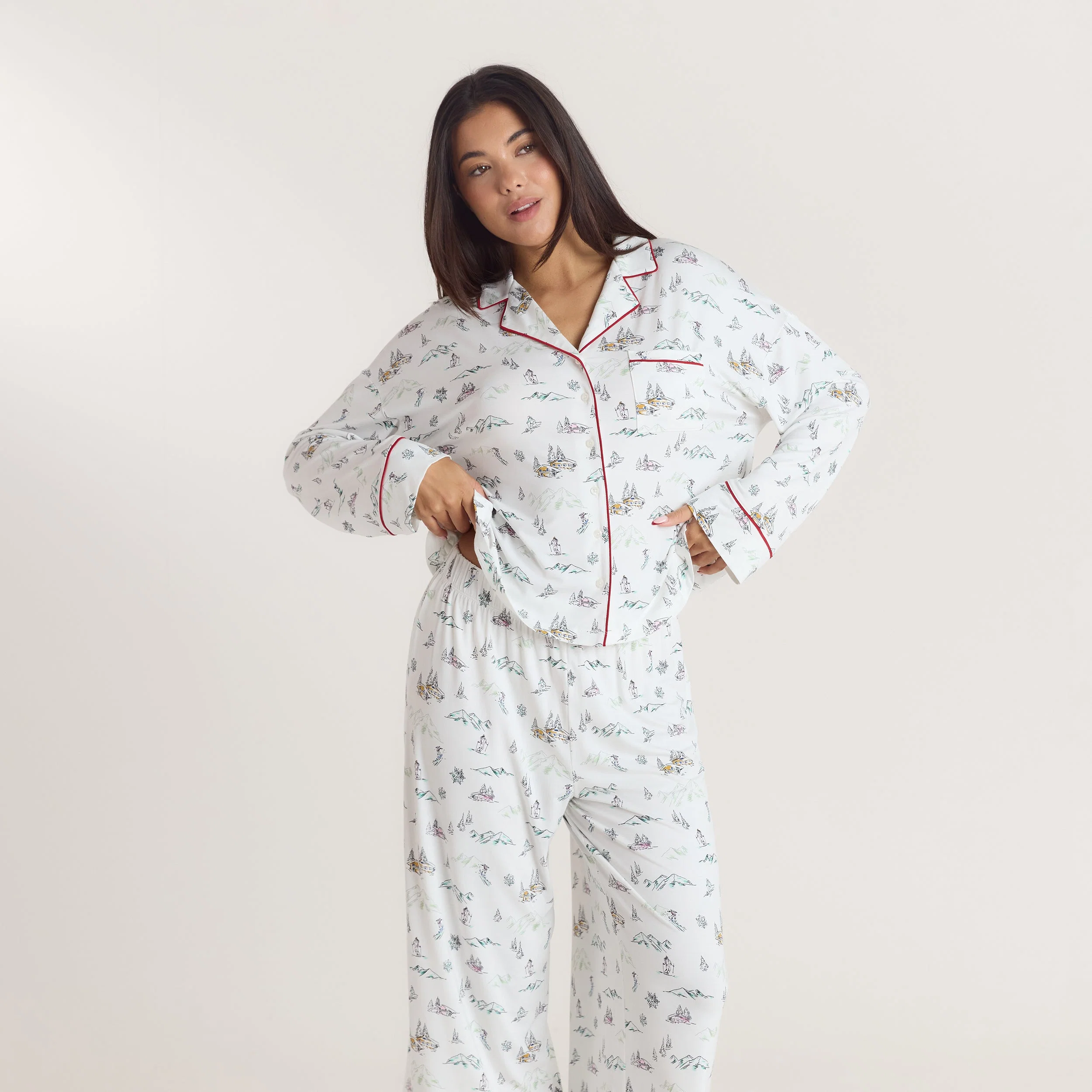 Alpine Dreams Pajama Shirt - Ski Print