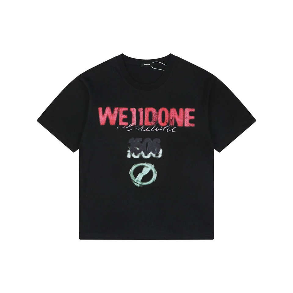 We11done 1506 Graffiti Logo Print T-Shirt (White/Black)