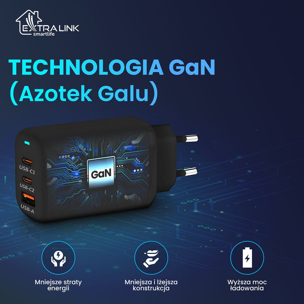 EXTRALINK Ładowarka sieciowa EXTRALINK Smart Life GaN Charger, 65 W