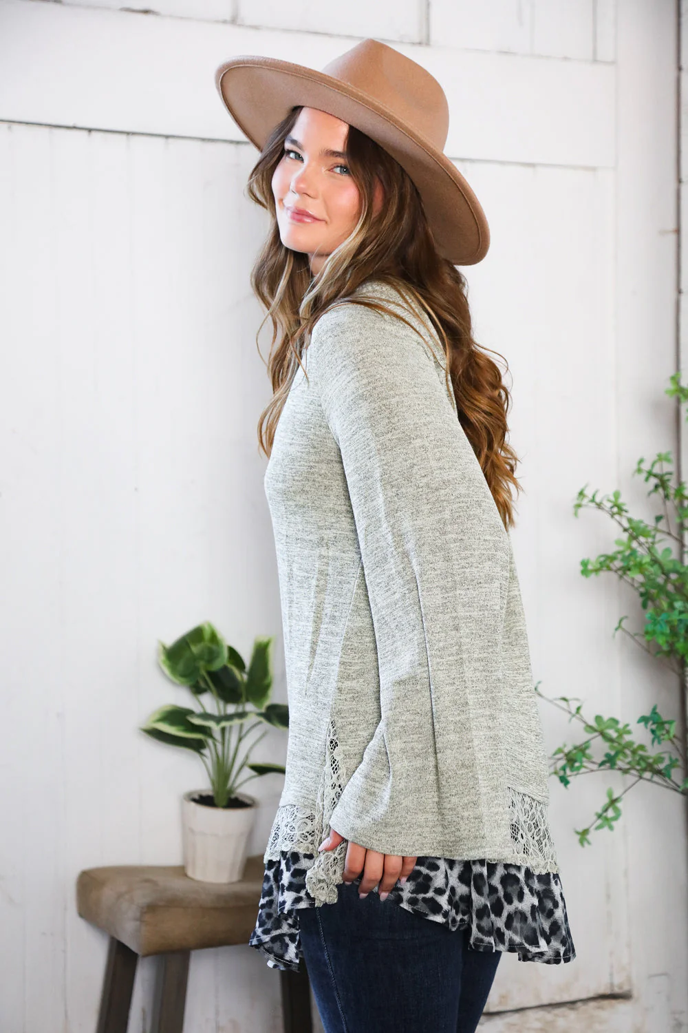For the Love of Lace Leopard Trim Sweater (Open Pack)