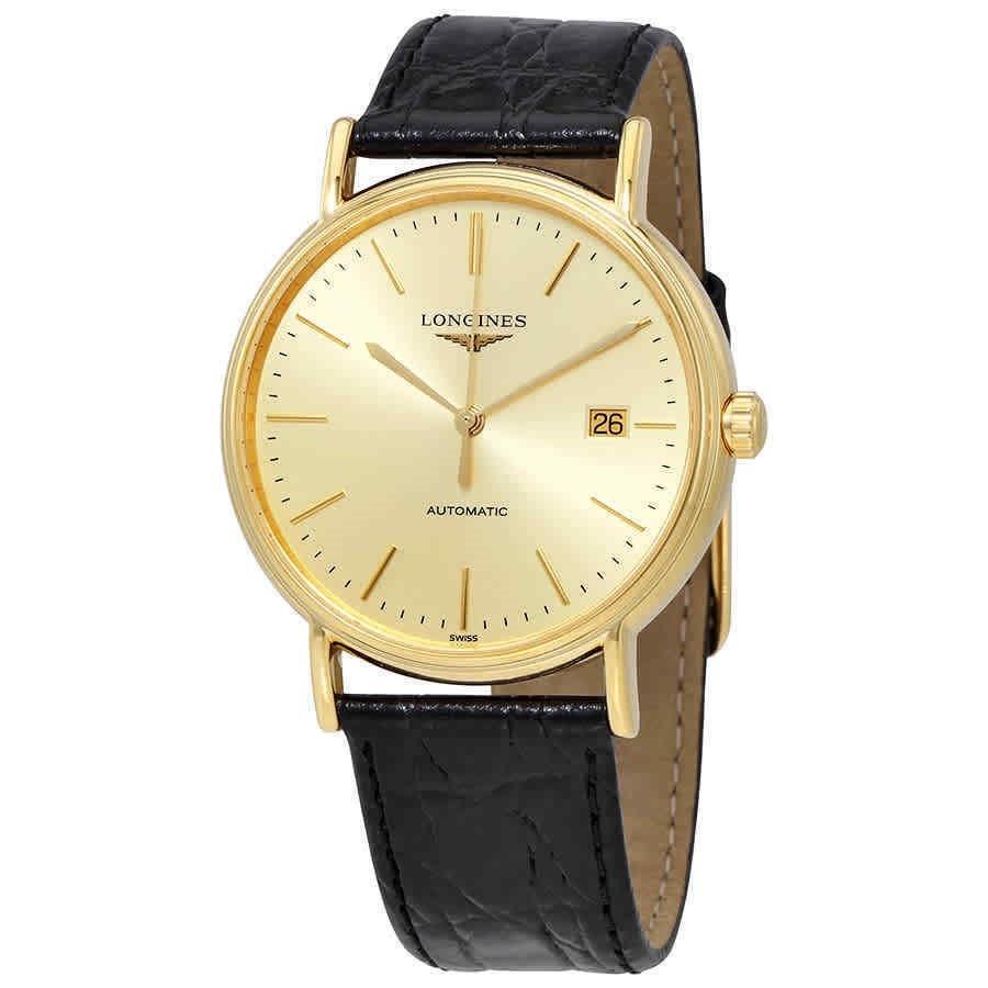 [2026 Mirror Grade]Longines Men's L49212322 Presence Black Leather Watch