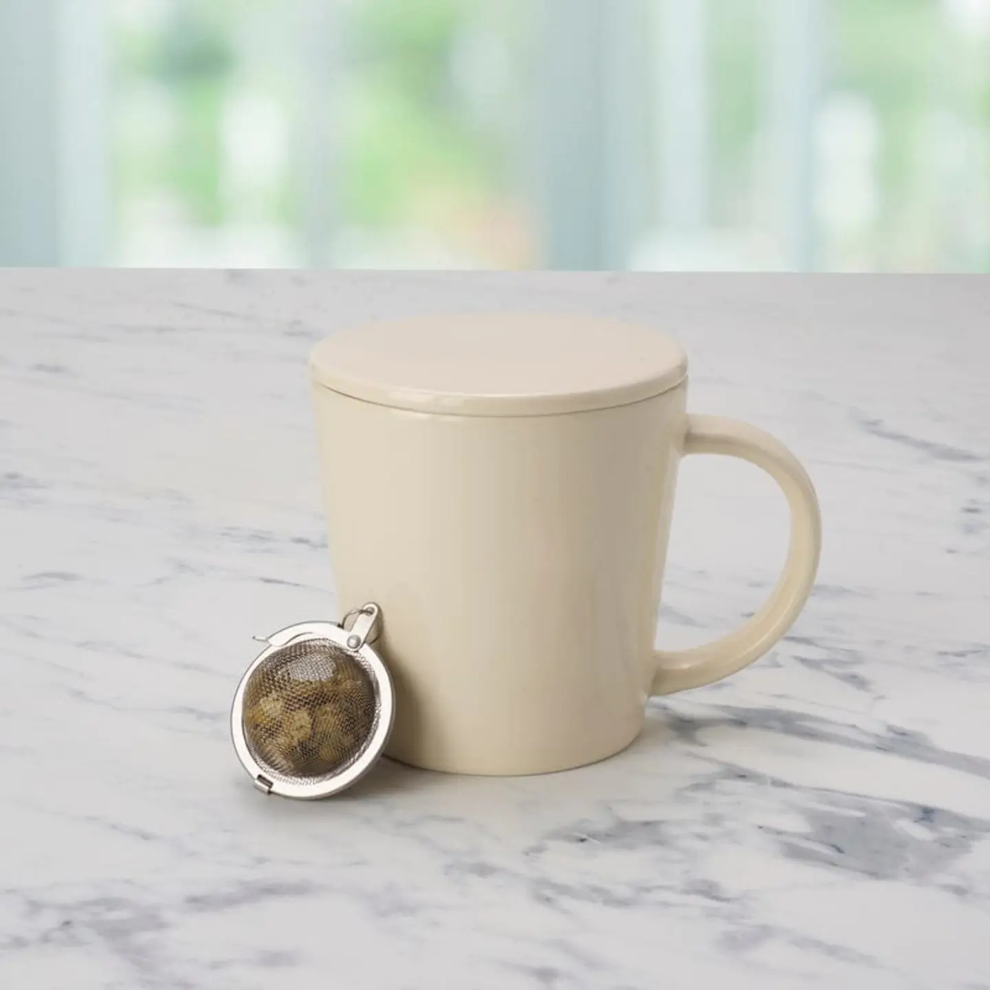 Cream Tea Mug with Infuser and Lid