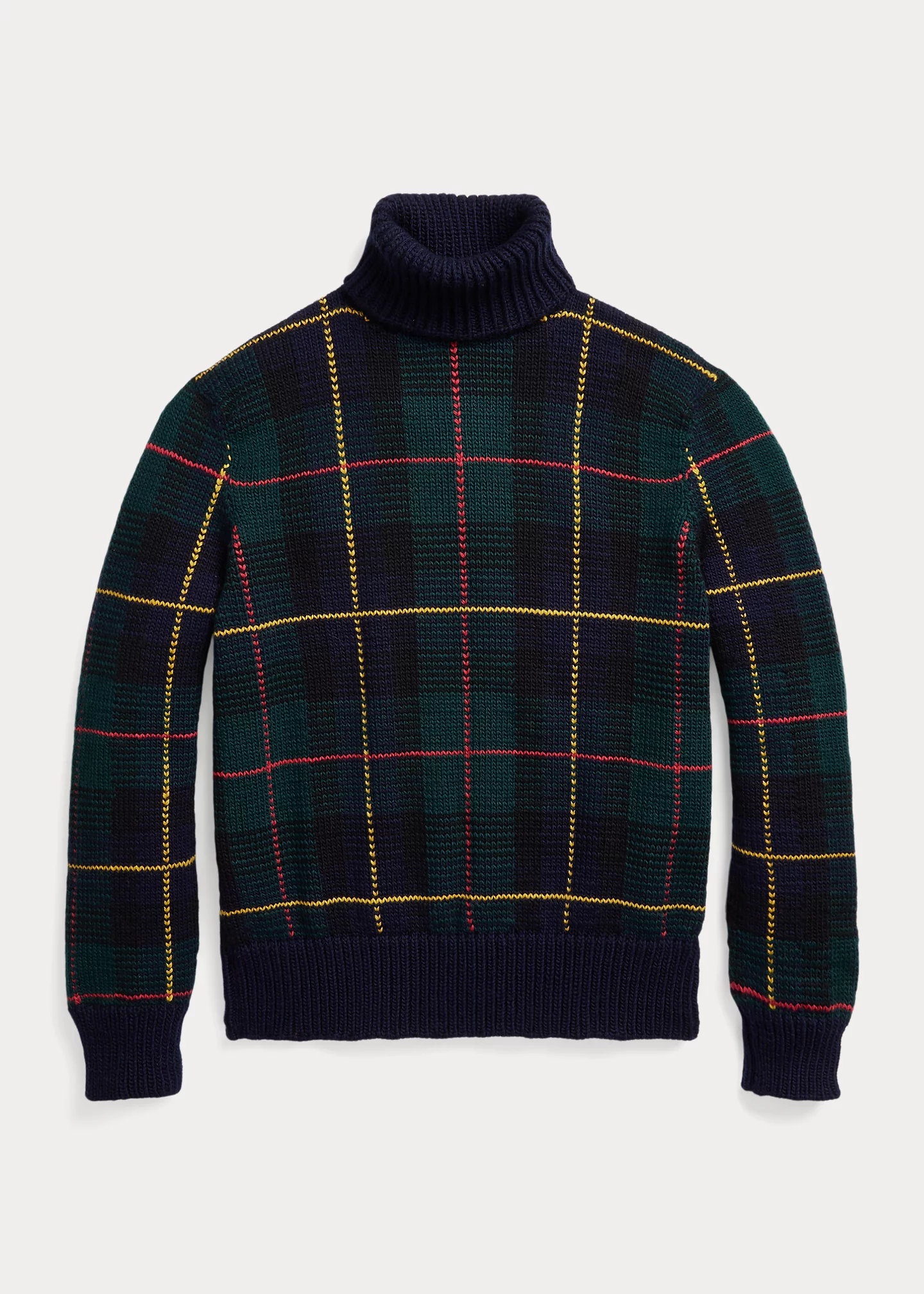 Plaid Wool Turtleneck Sweater