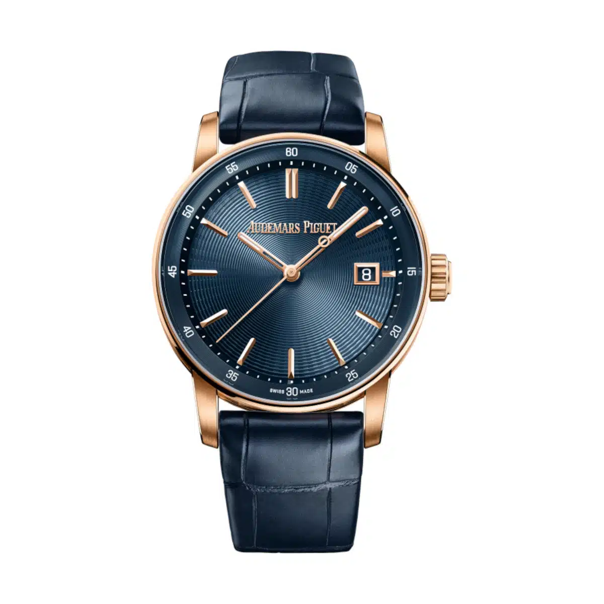 [2026 Mirror Grade]Audemars Piguet Code 11.59 Selfwinding 38mm Pink Rose Gold Blue Dial Leather Strap - 77410OR.OO.A342CR.01