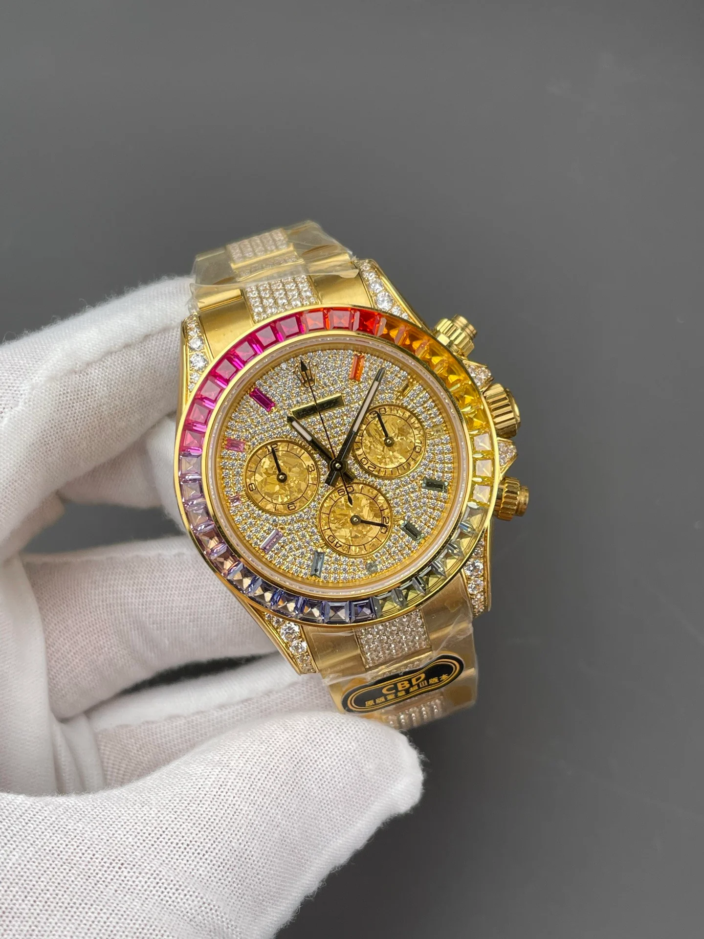 Rainbow Daytona Platinum Full Stone Bezel