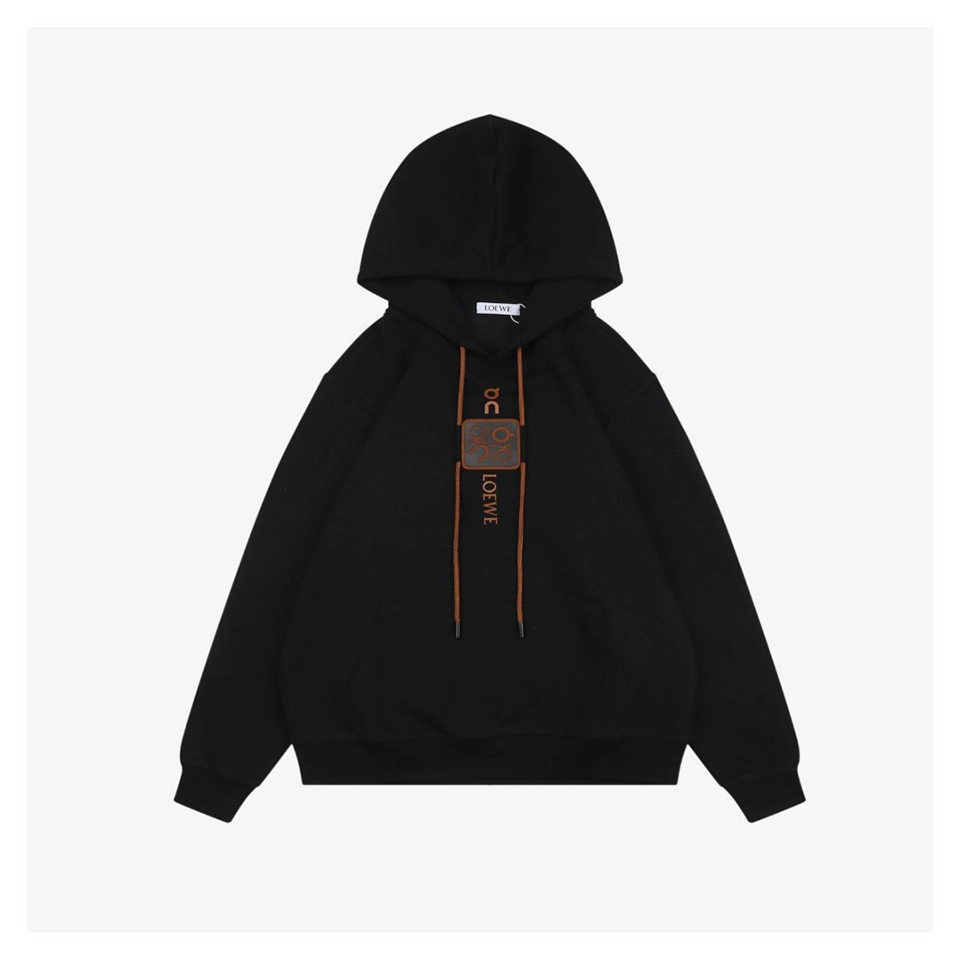 L ON Collaboration Floral Logo Drawstring Hoodie (Brown/Black)
