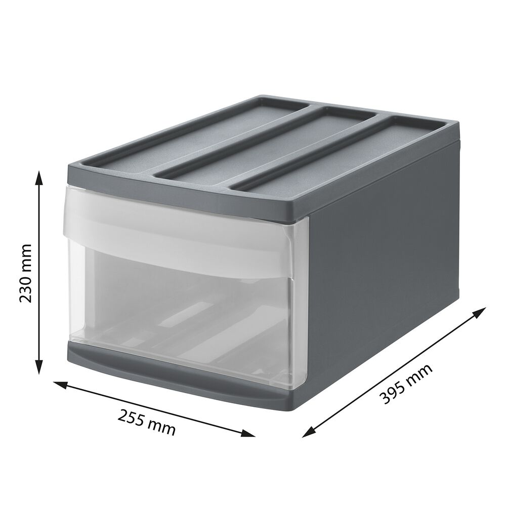 ROTHO Pojemnik z szufladą 25,5 x 39,5 x 20,3 cm Rotho Systemix, antracytowy