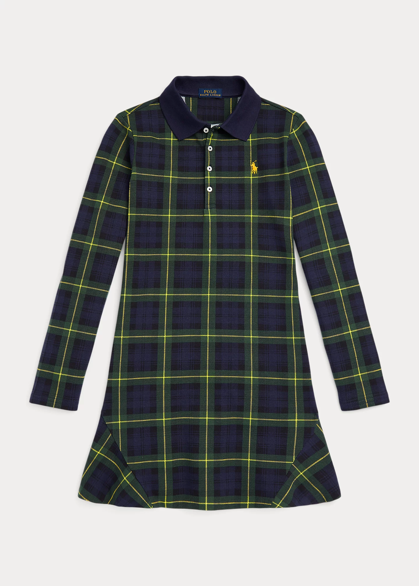 Plaid Stretch Mesh Polo Dress