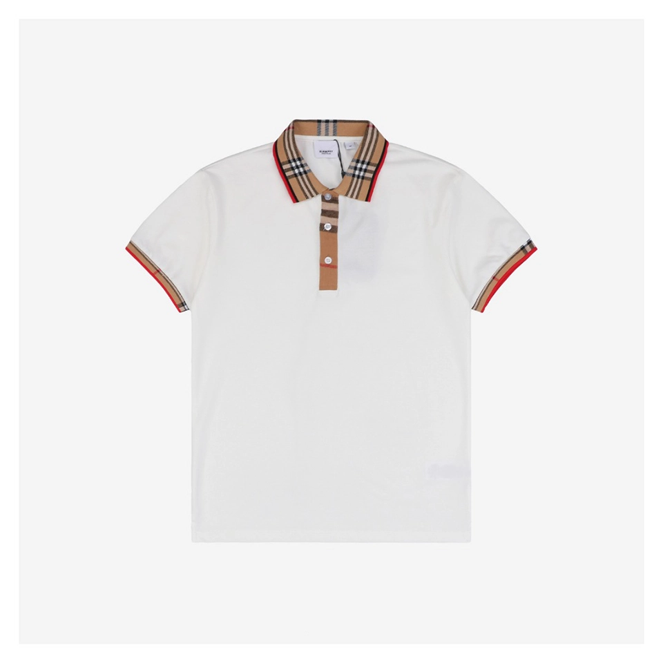 BBry Check Collar Piqué Polo Shirt (Black/White)