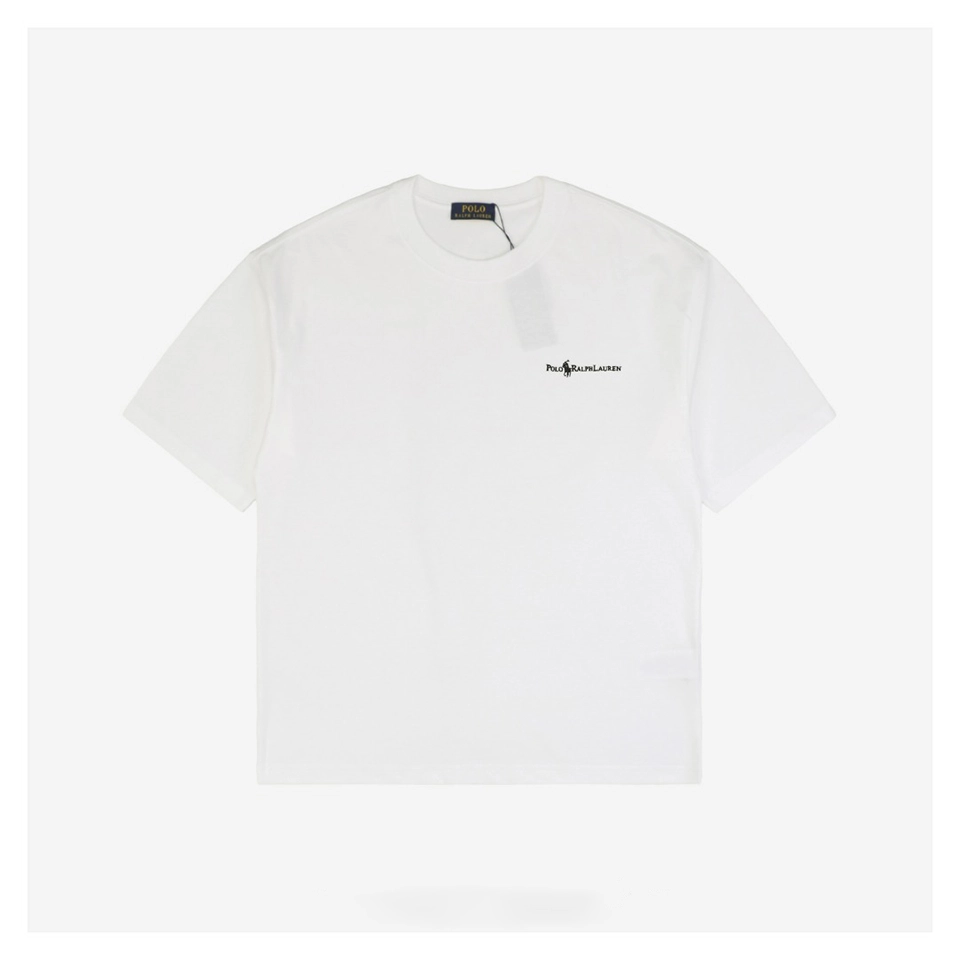 Ralph Lauren Pony Logo Letter Embroidered T-Shirt (Black/White)
