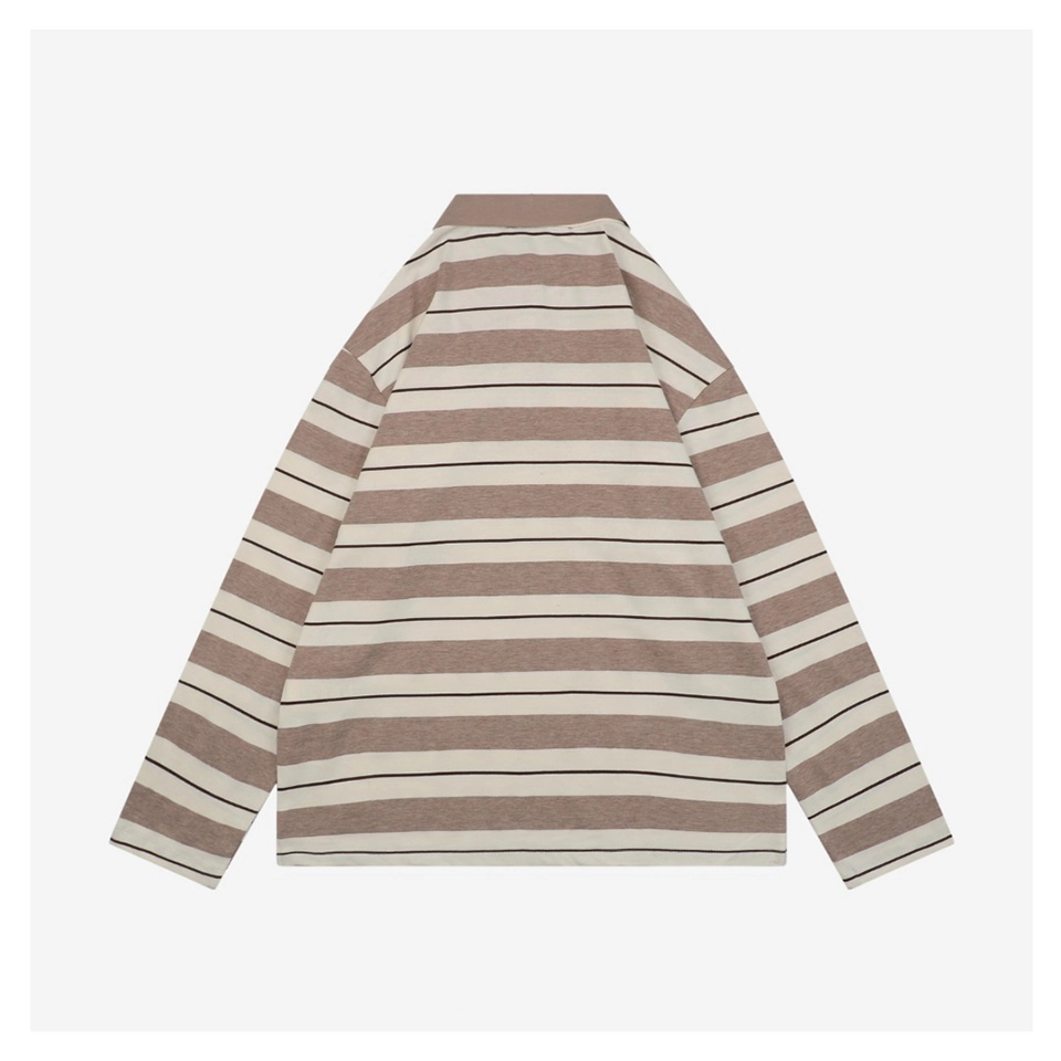 MM Striped Logo Patch Polo Shirt Khaki