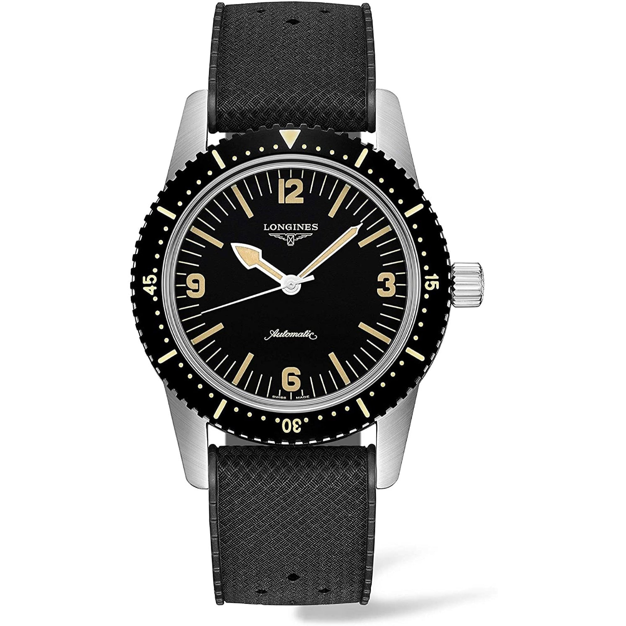 [2026 Mirror Grade]Longines Men's L2.822.4.56.9 Skin Diver Black Rubber Watch
