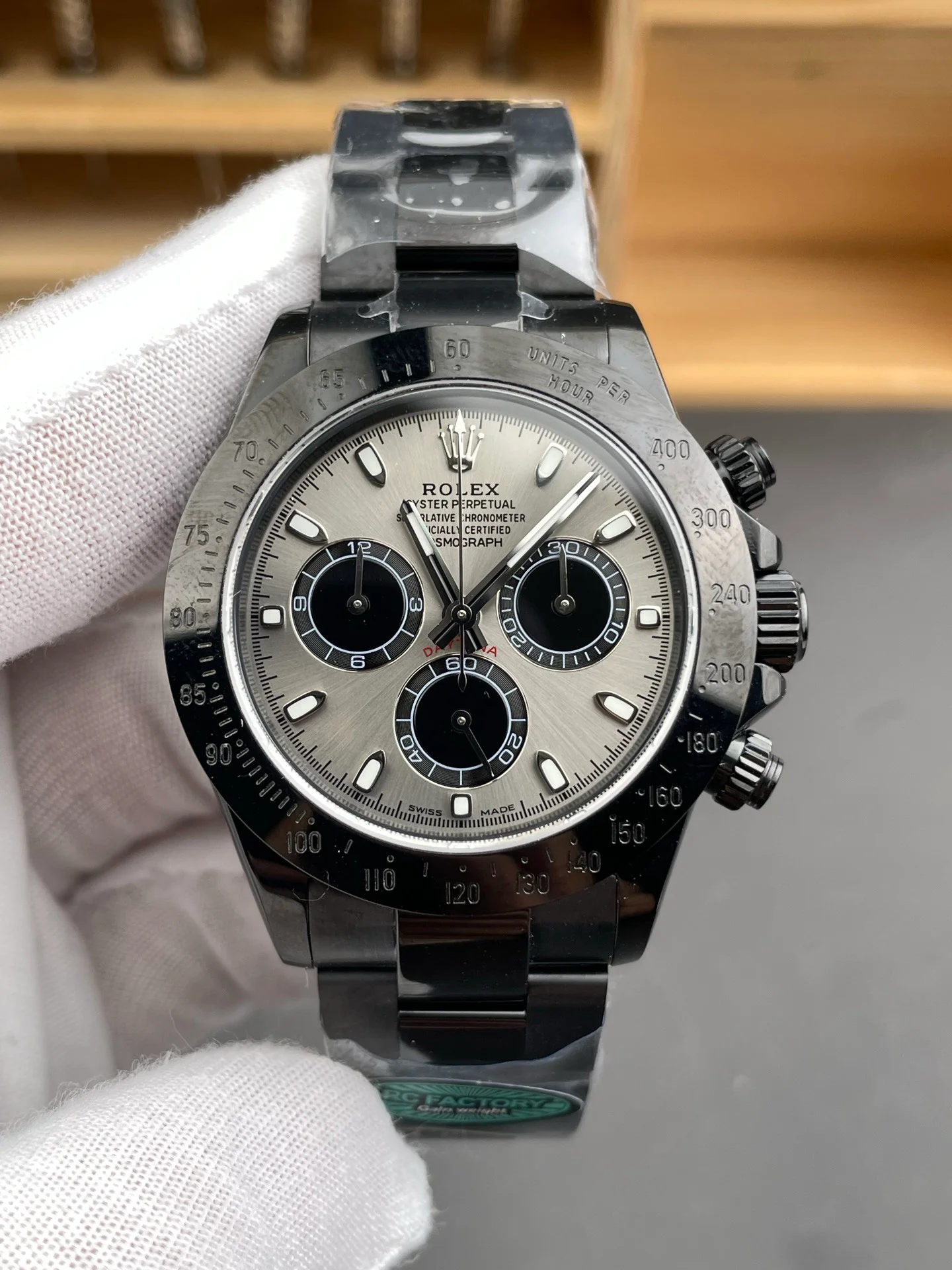 Grey Dial Black Steel Daytona