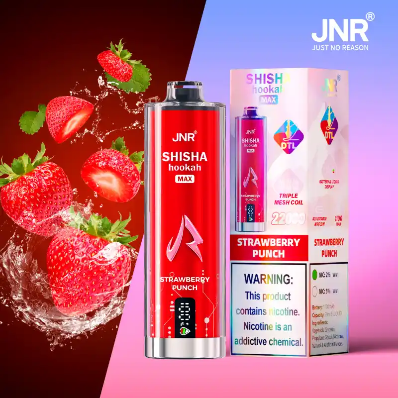 JNR Shisha Hookah Max 22000 Puffs - Disposable Vape - Strawberry Punch
