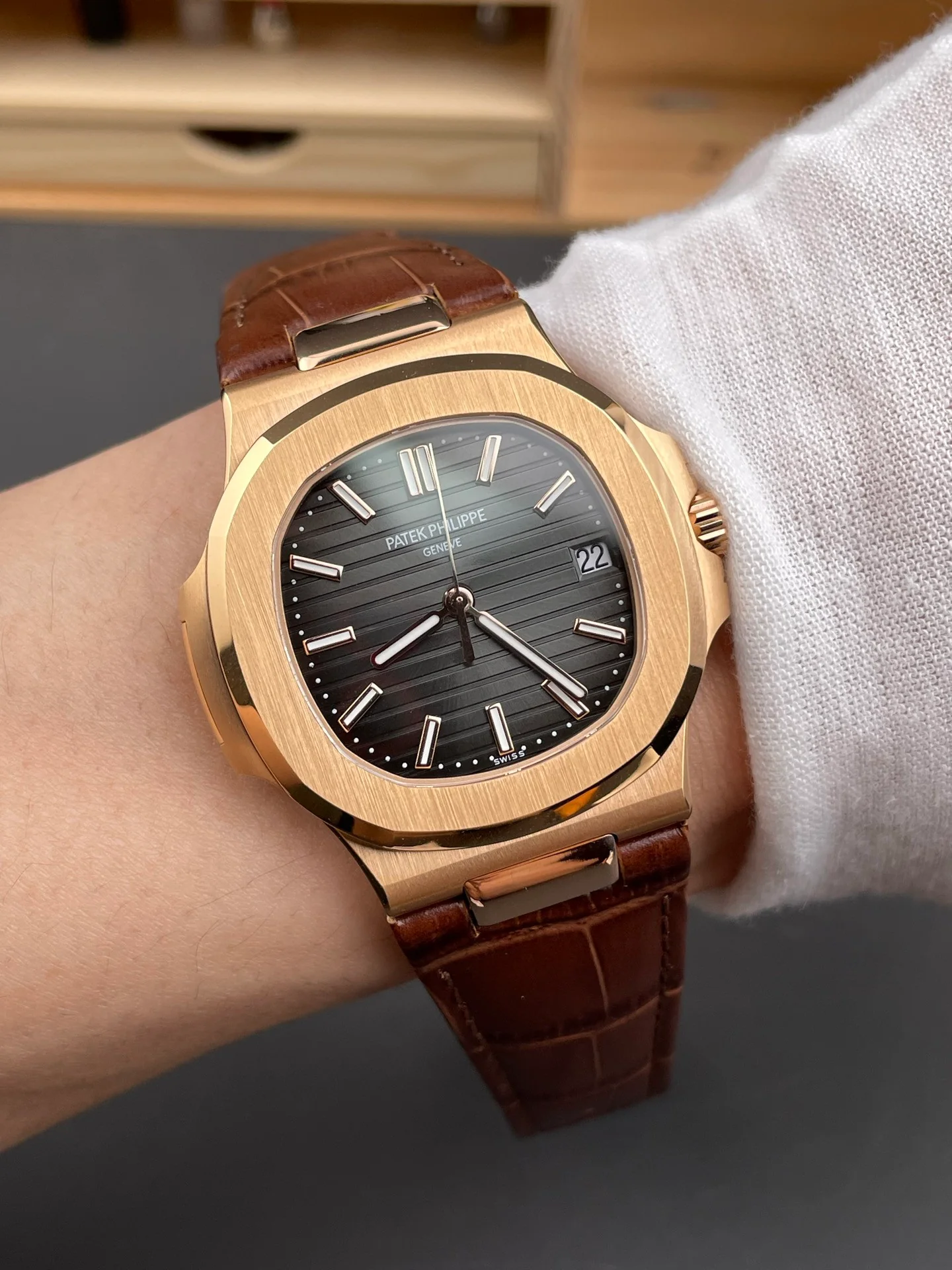 Nautilus 5711R Dark Grey Dial Leather Strap