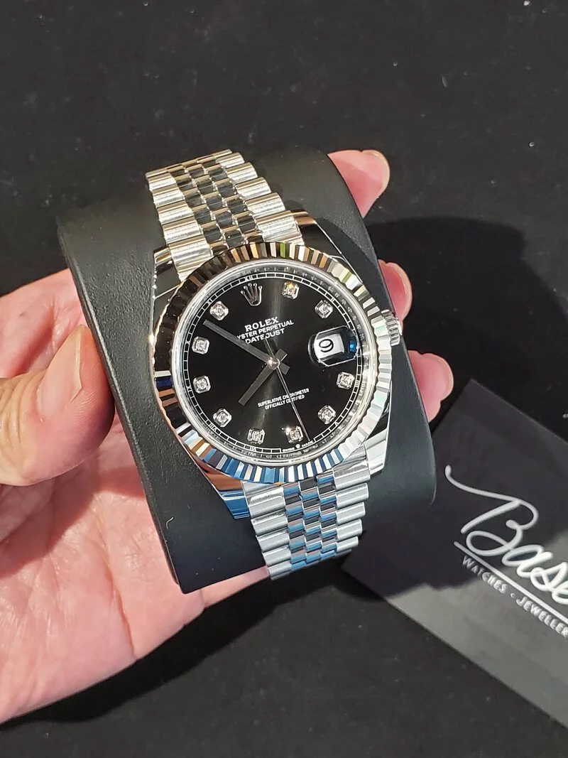 [2026 Mirror Grade]Rolex Datejust 41mm Black Diamond Dial Fluted Bezel 126334