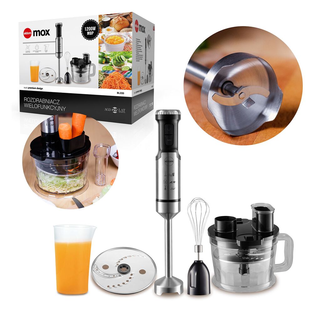 ELDOM Blender ręczny z rozdrabniaczem Eldom BL220, 1200 W, z akcesoriami, czarny