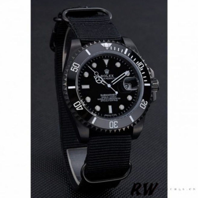 [2026 Mirror Grade]Rolex Submariner 622006 Black nylon strap Black Dial 40mm Mens Replica Watch