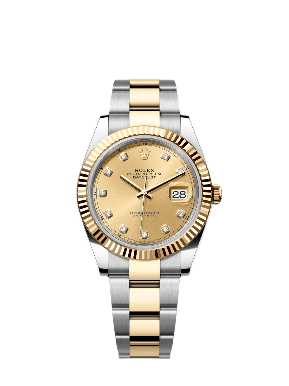 [2026 Mirror Grade]RLX  Datejust 41mm Two-Tone Yellow Gold Fluted Bezel Champagne Diamond Dial Oyster - 126333