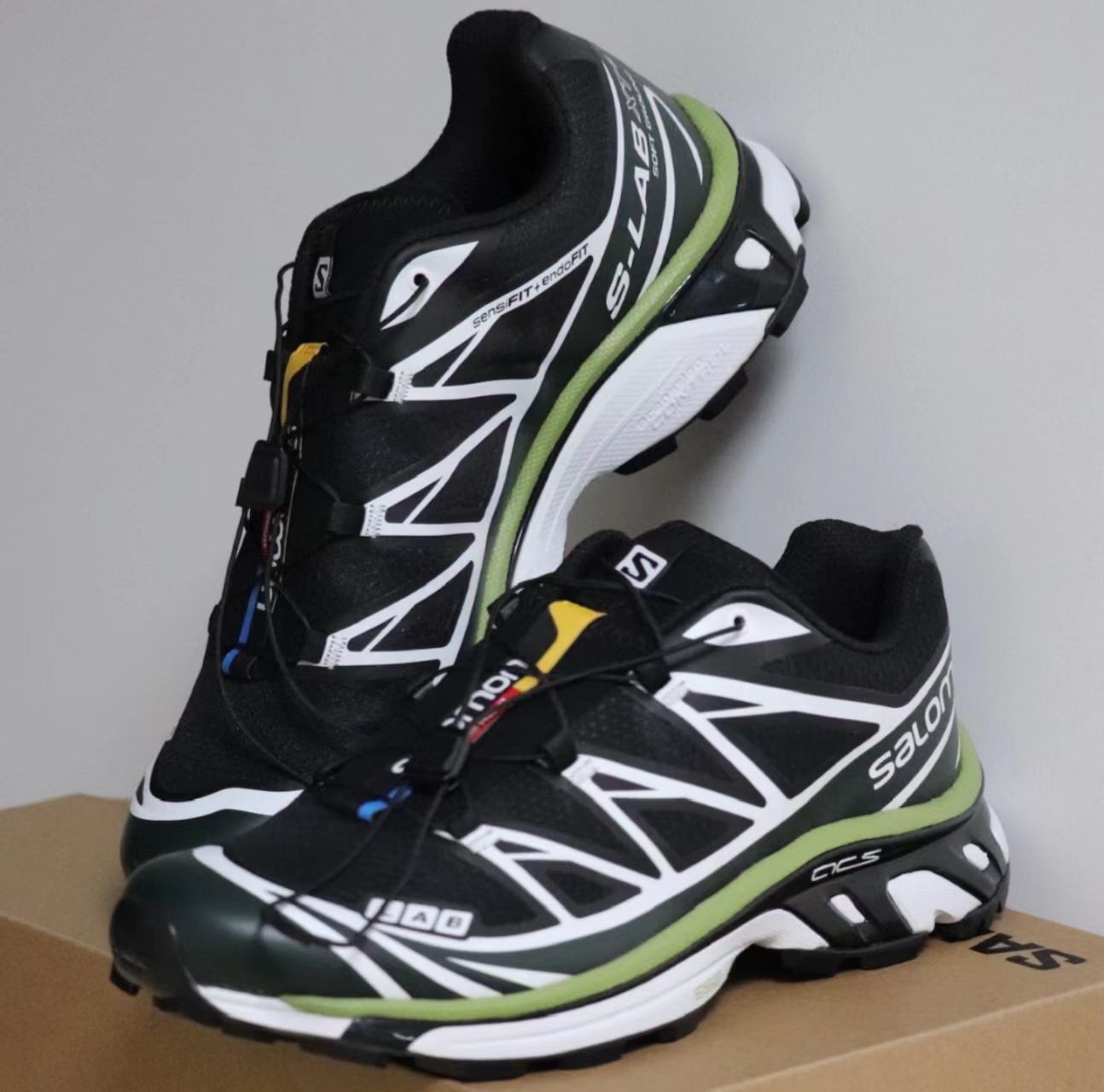 Salomon XT-6 Black White Lime Hiking Shoes