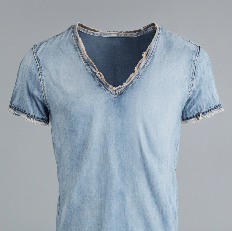 Men's Raw Edge V Neck Short Sleeve Casual T-Shirt