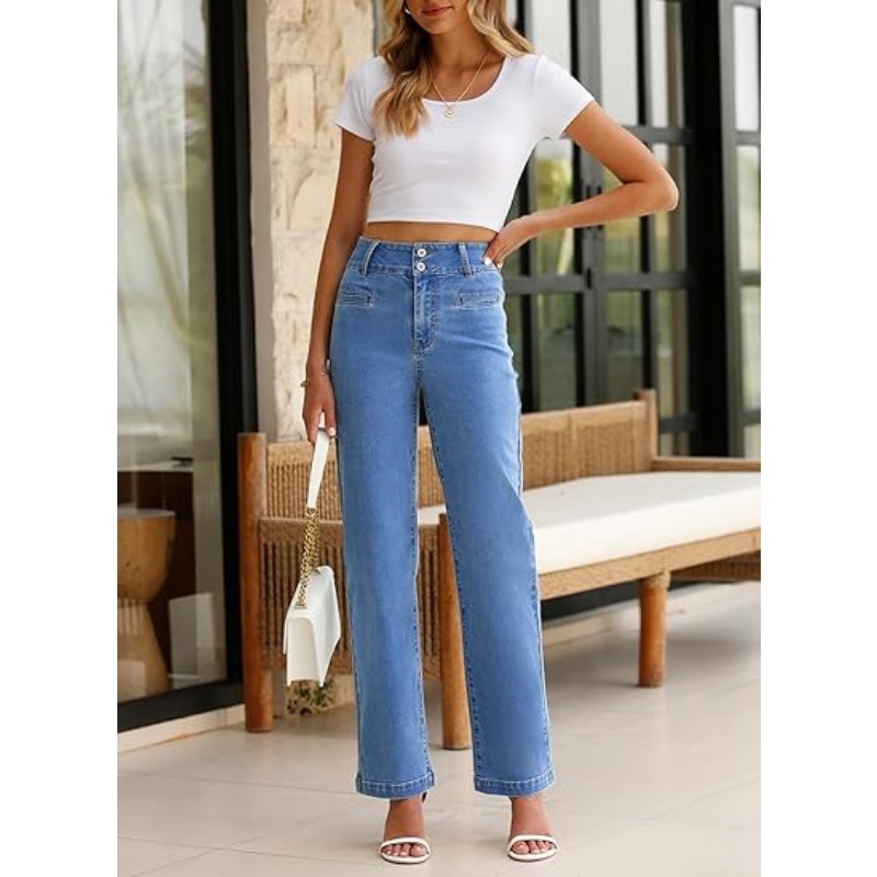 CHICDENLY Women's Jeans High Waisted Straight Leg