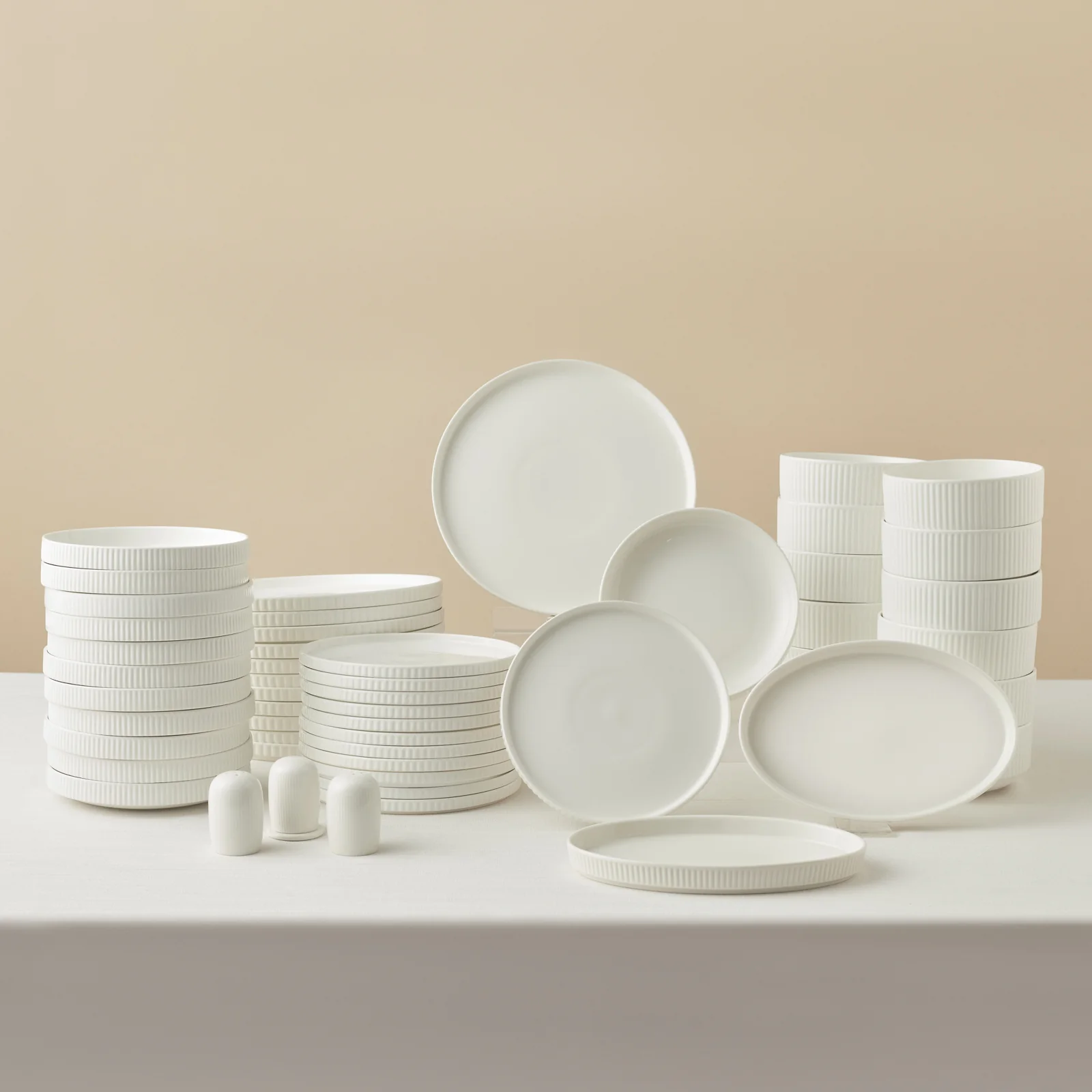 Karaca Forever Bone Pablito Service De Table 53 Pièces Pour 12 Personnes, Blanc