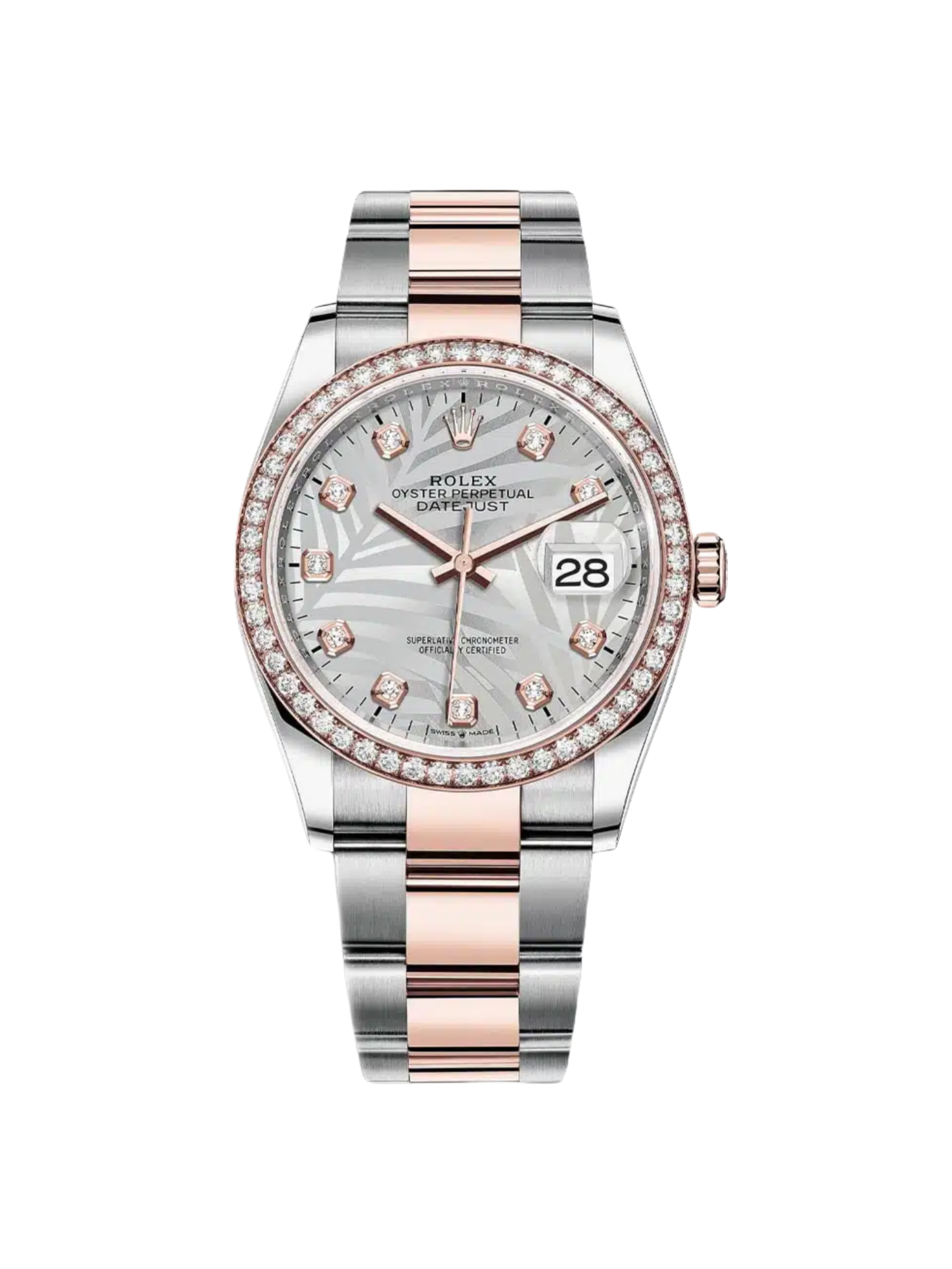 [2026 Mirror Grade]RLX  Datejust 36mm 126281 Silver Palm Motif Diamond Dial Oyster Bracelet