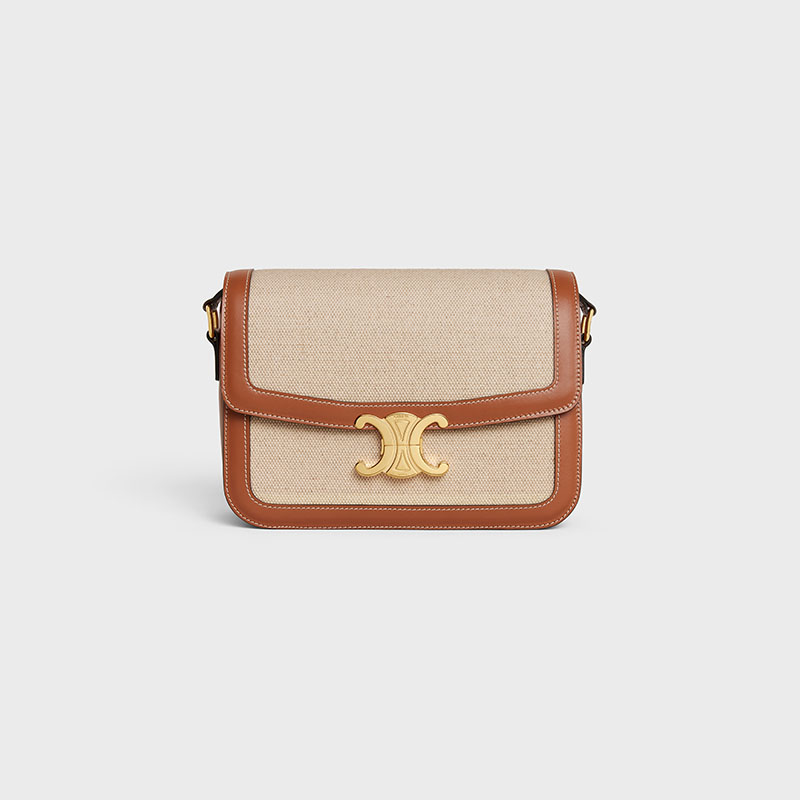 CLASSIQUE TRIOMPHE BAG IN TEXTILE AND CALFSKIN