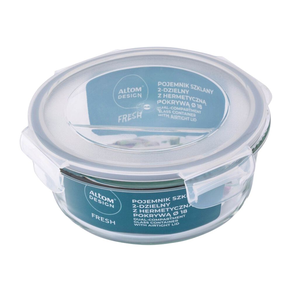 ALTOM DESIGN Komplet 2 szklanych pojemników Altom Design, 950 ml, 2 komory, okrągłe