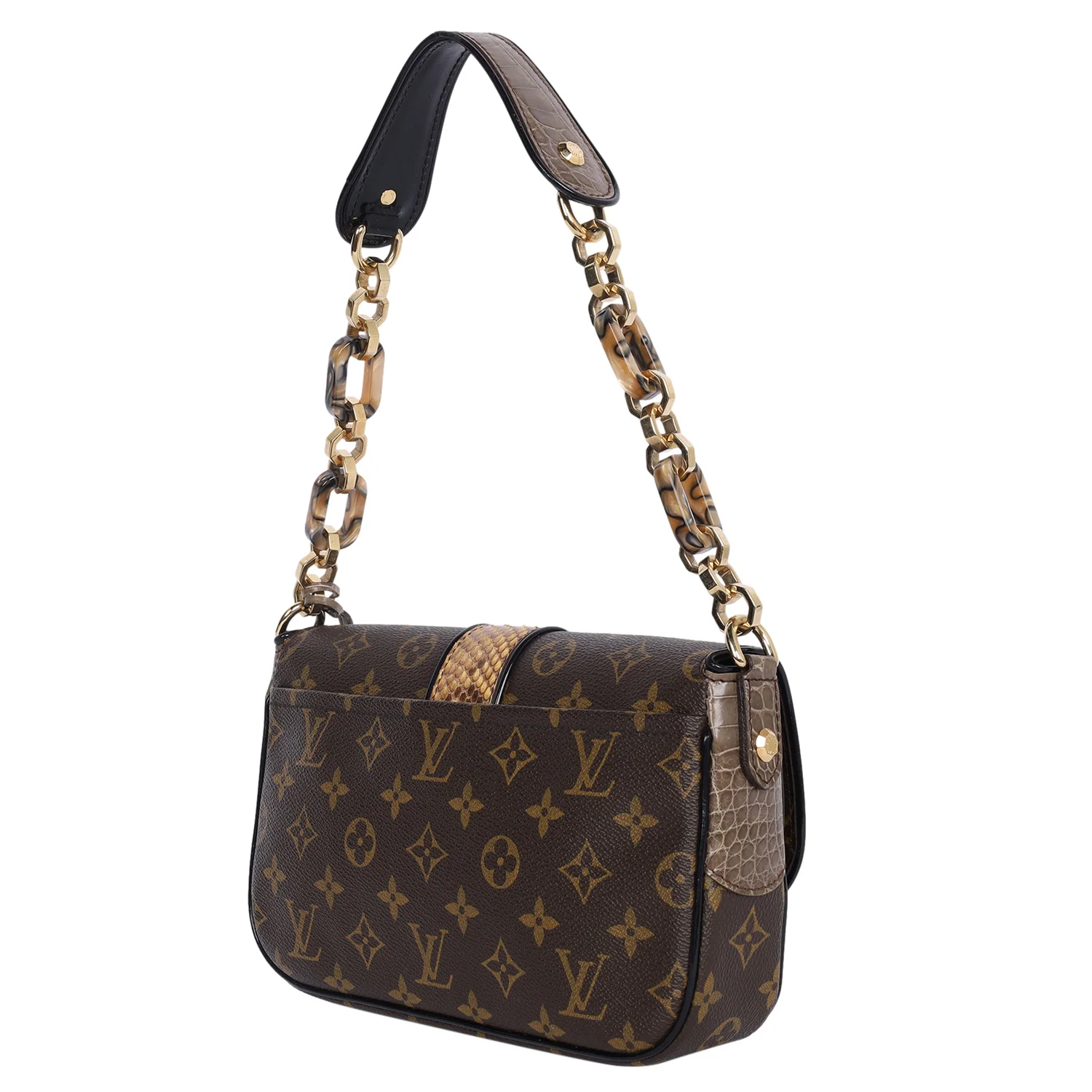 Monogram Alligator Python Shoulder Bag