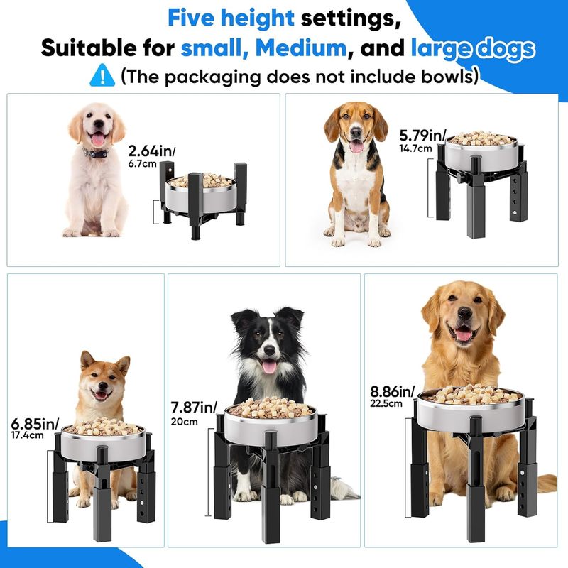 Dog Bowl Stand with Adjustable Height & Width