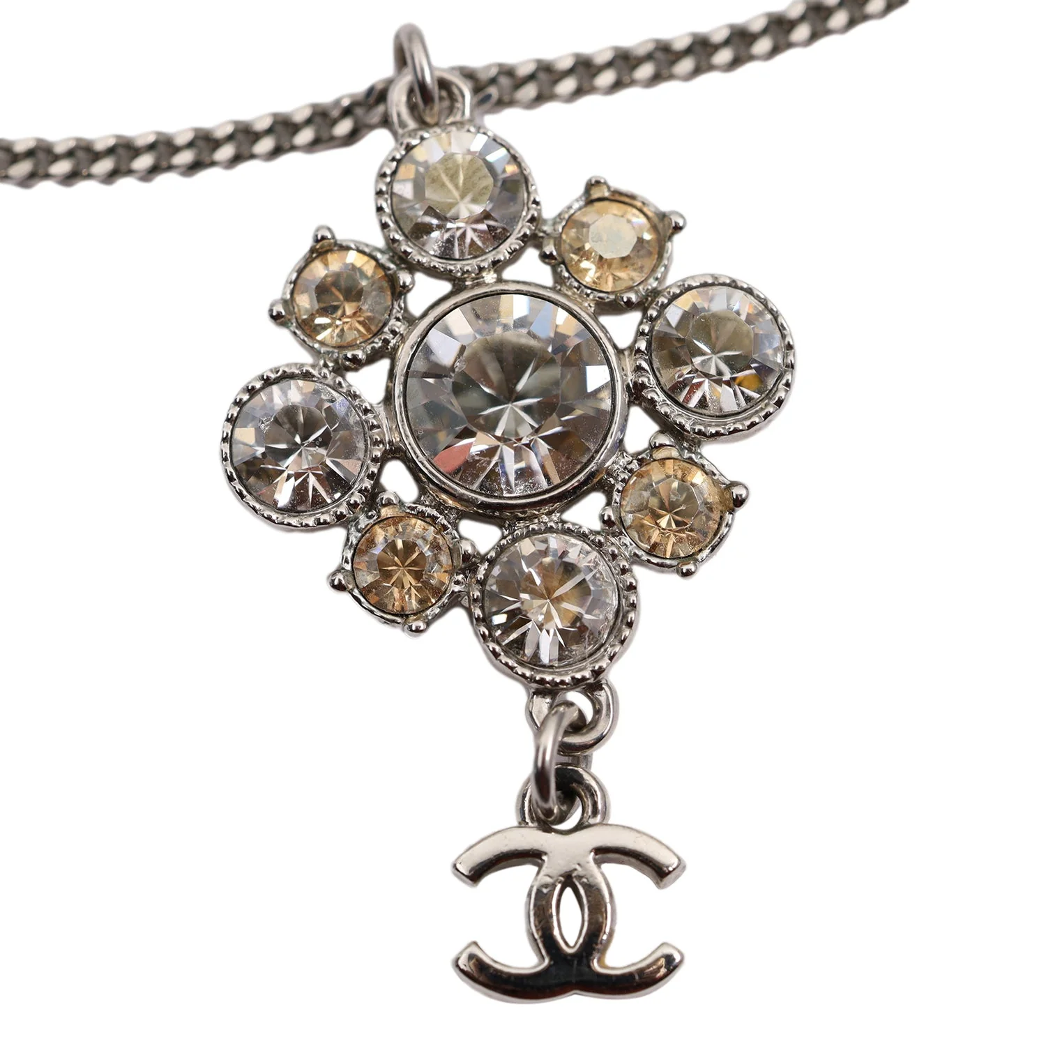 Rhinestone Silver Dangle Necklace (Authentic Pre-owned)