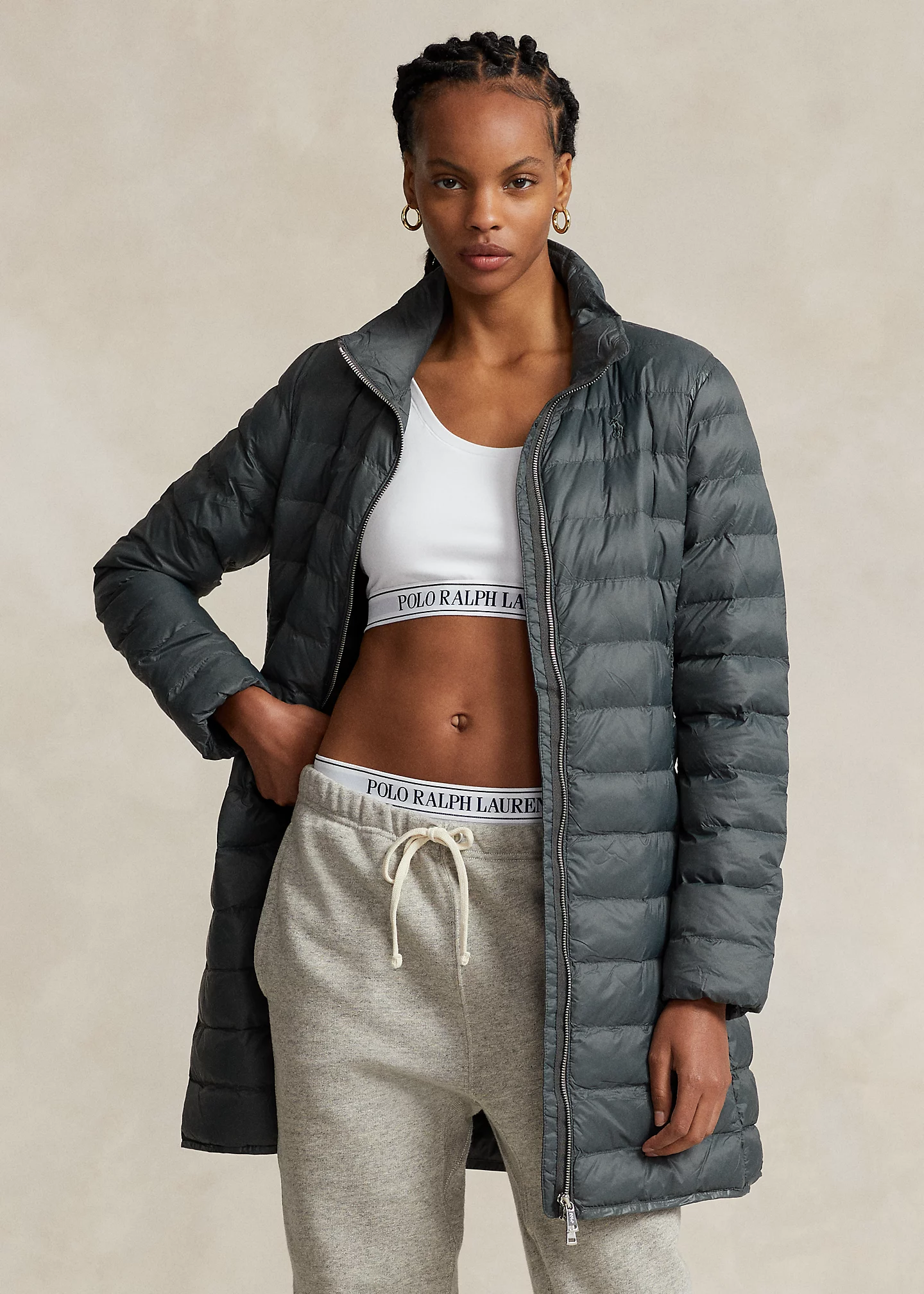 Packable Water-Repellent Quilted Coat