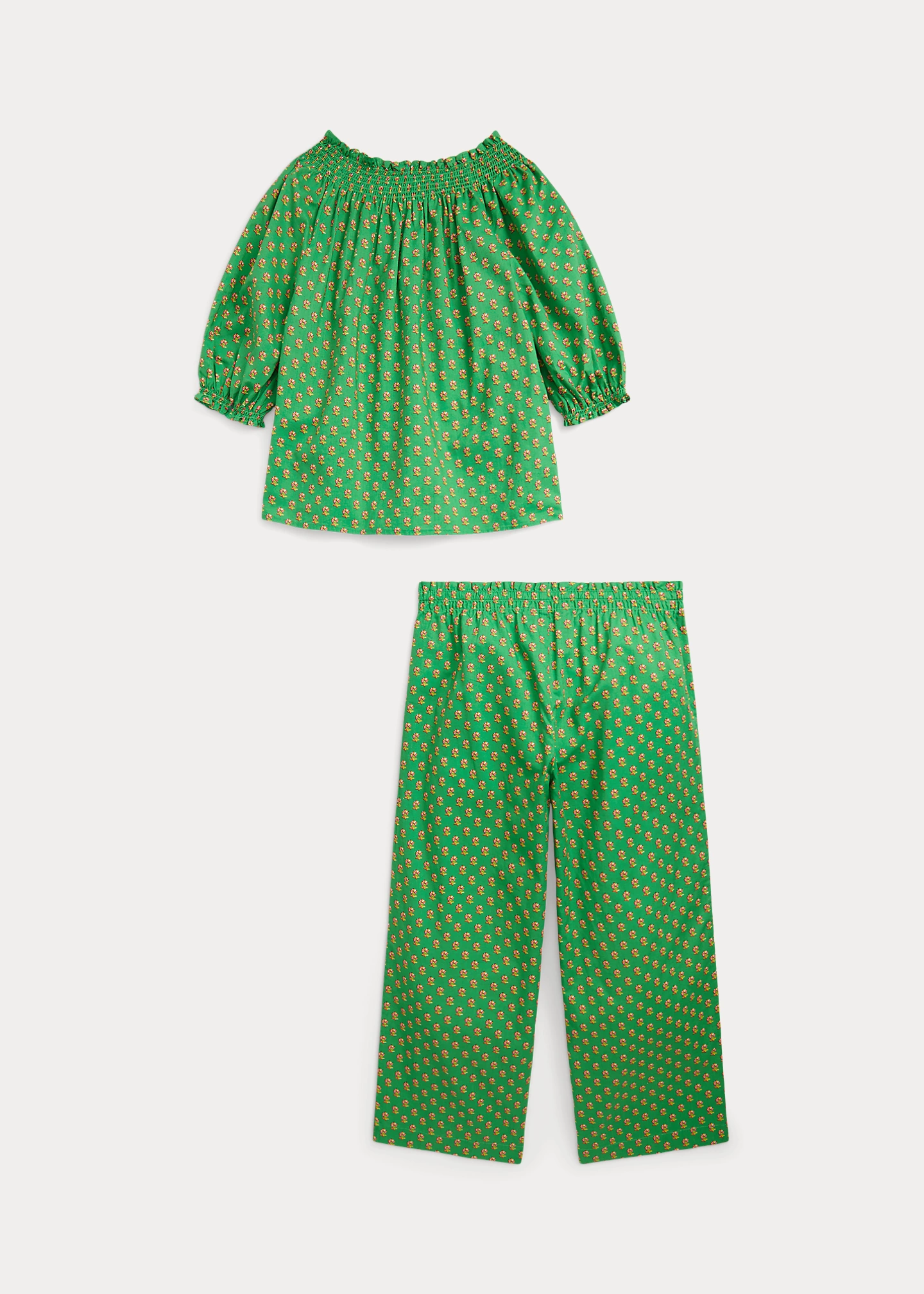 Floral Smocked Cotton Top & Pant Set