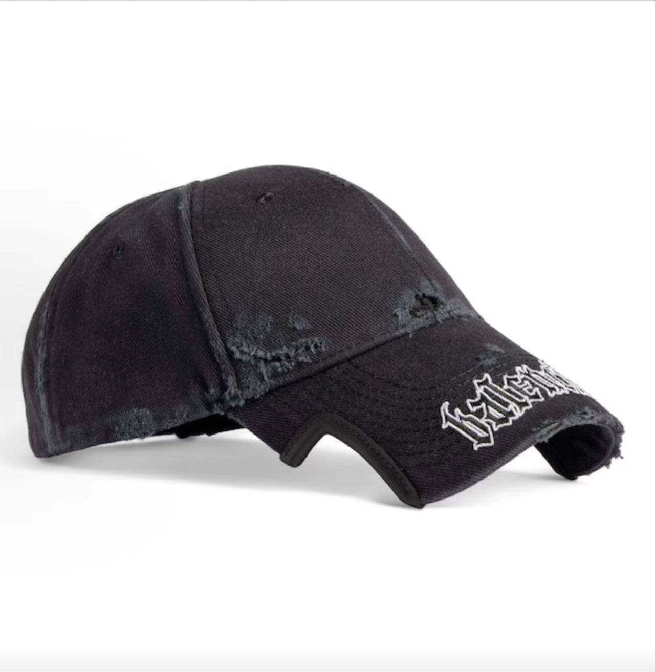 Balenciaga Gothic Logo Destroyed Washed Baseball Cap
