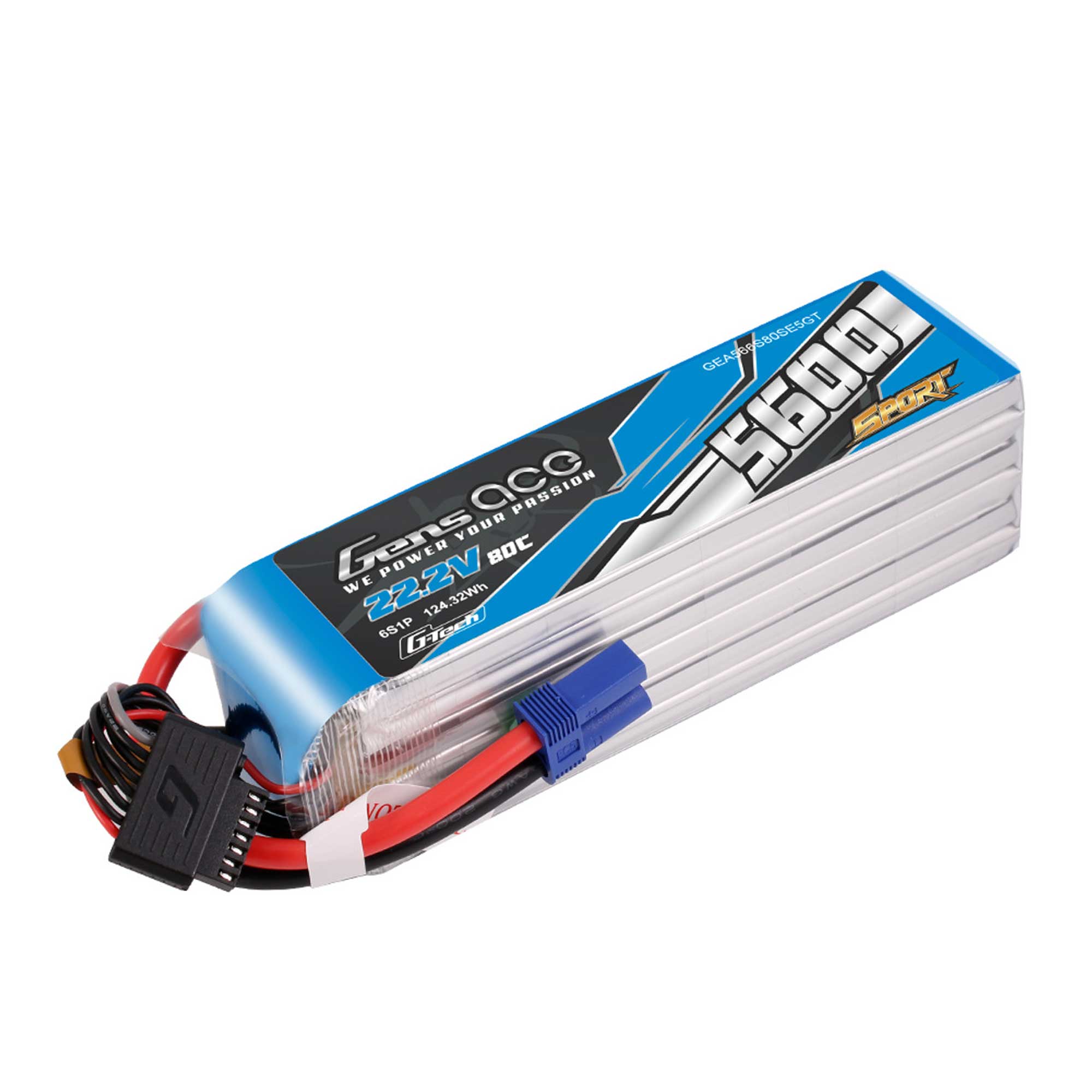 22.2V 5600mAh 6S 80C G-Tech LiPo Battery: EC5