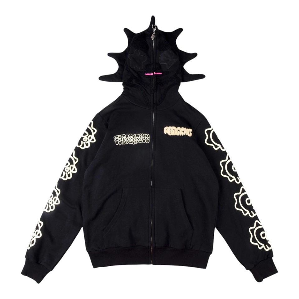 Glo Gang Skull Graphic Zip-Up Hoodie