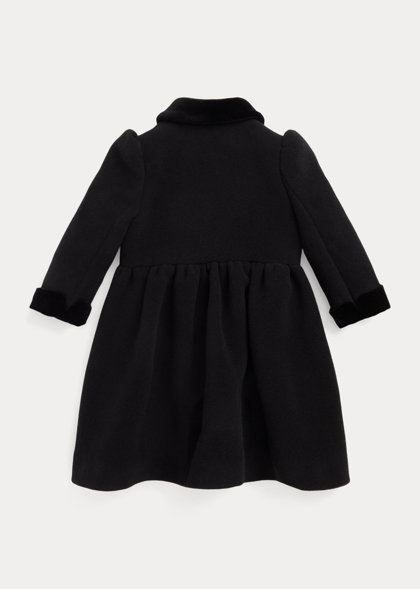 Velvet-Trim Wool Princess Coat