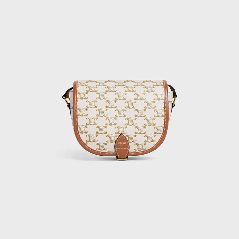 MEDIUM FOLCO BAG IN TRIOMPHE CANVAS AND CALFSKIN