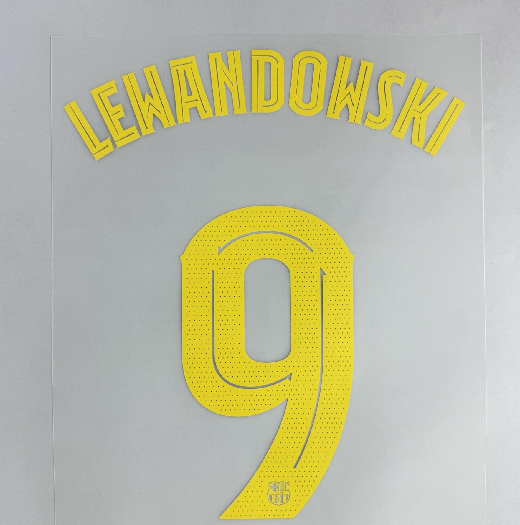 LEWANDOWSKI #9 FC Barcelona 2025-26 Home & Fourth Away UCL Football Soccer Name & Number Set