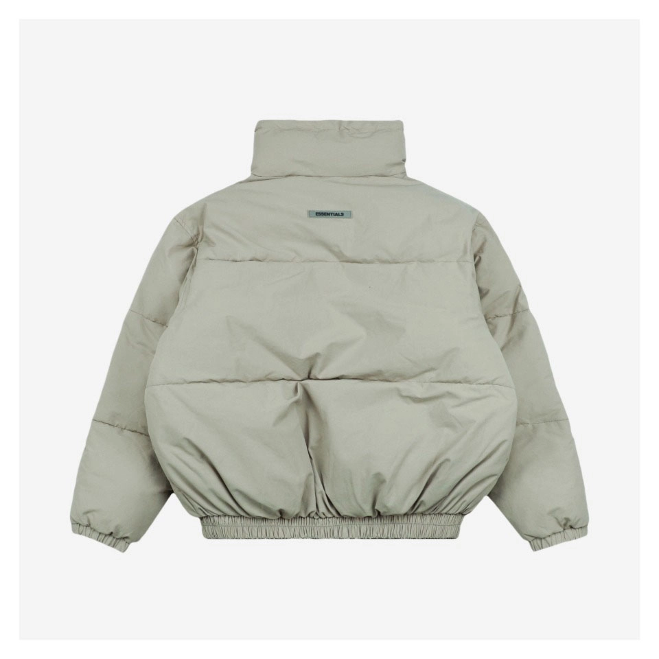 Essentials Double-Stitch Stand Collar Puffer Jacket Green